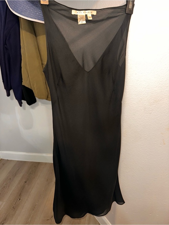 Max Studio Dresses & Skirts - Max Studio Silk Black Sheer V-Neck Slip